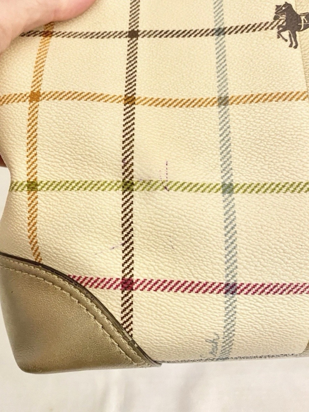 COACH Peyton Tattersall Tote Shoulder Bag Ivory with Multicolored Stripes 13033 - Picture 8 of 15